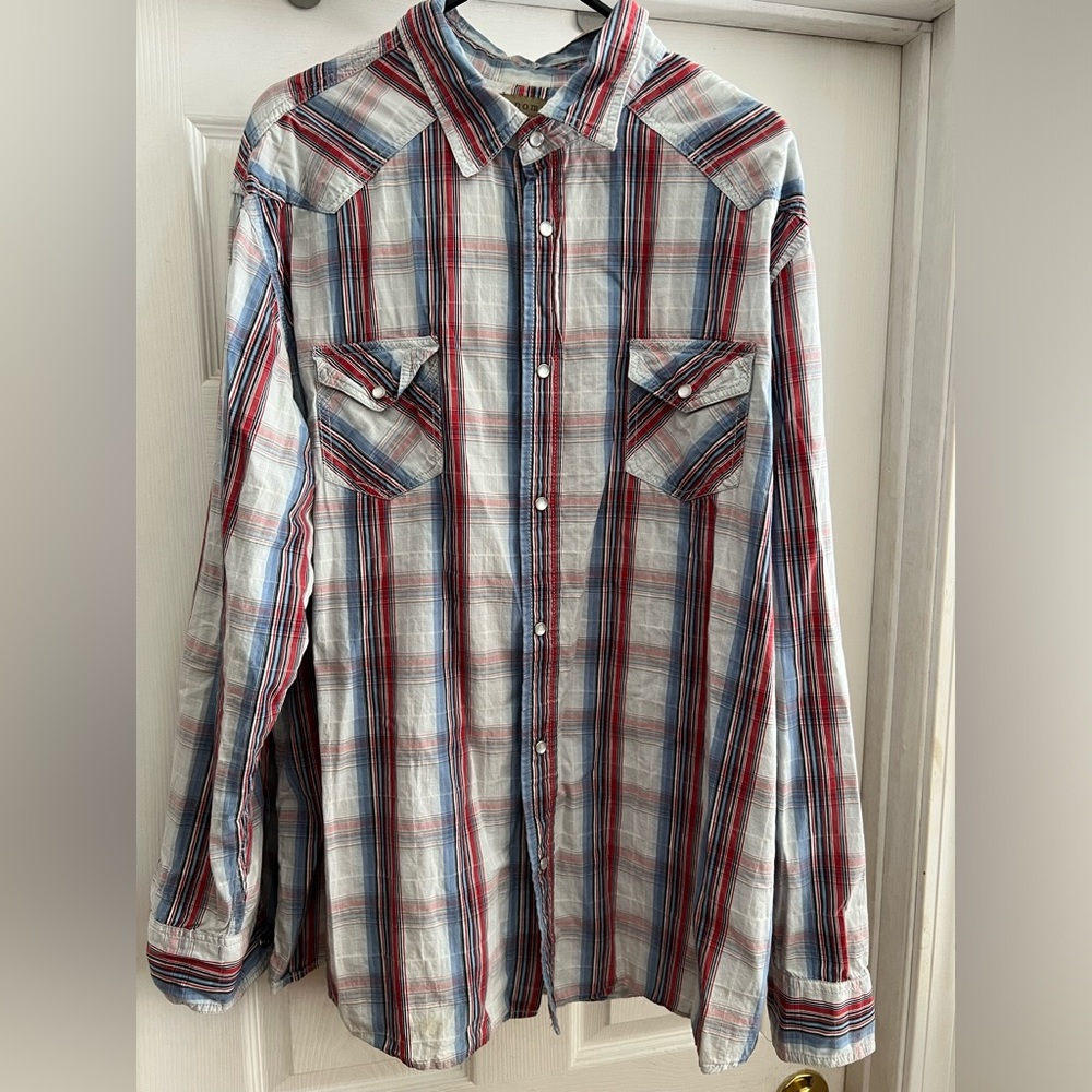 Men’s plaid western shirt with Pearl snaps by Sonoma (XXL)